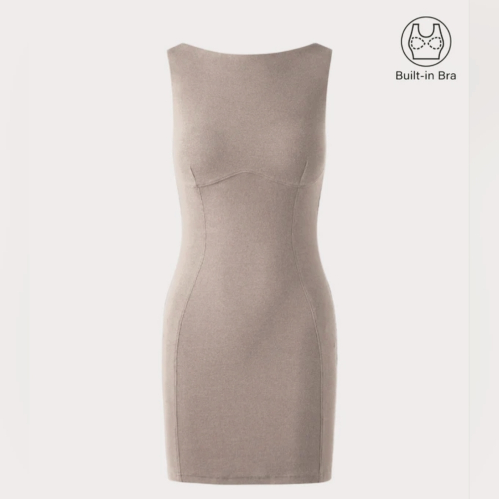 OGL Move Sleeveless Brami Dress Oatmeal Soft Bamboo Jersey ~Sustainable B-Corp